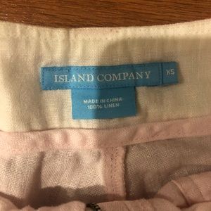 womens baby pink linen shorts